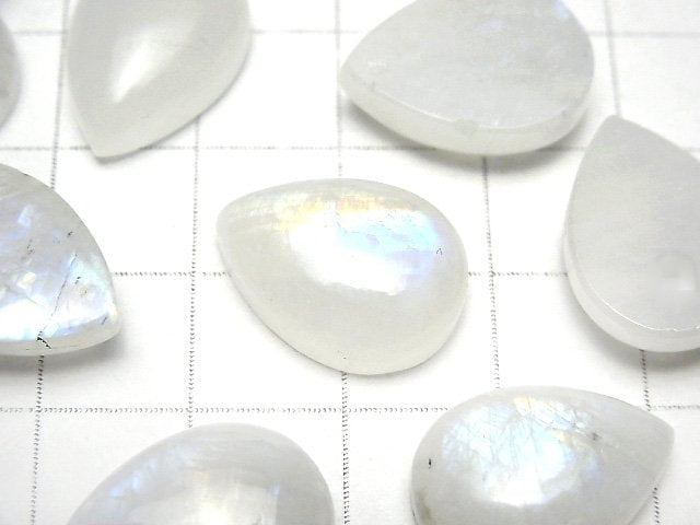 Regenbogen-Moonstone AA++ Birnenform Cabochon 18x13mm 2 Stück