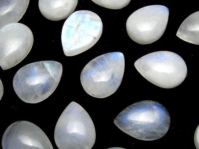 Regenbogen-Moonstone AA++ Birnenform Cabochon 18x13mm 2 Stück