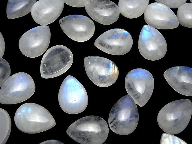 Regenbogen-Moonstone AA++ Birnenform Cabochon 18x13mm 2 Stück