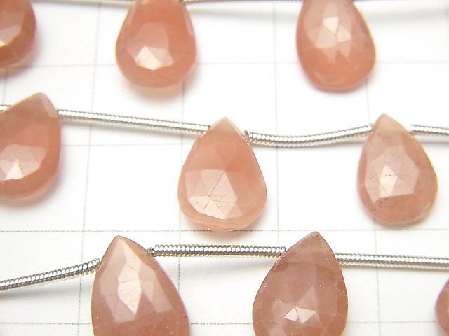 Peruanischer Rhodochrosit AA++ Birnenform facettierte Briolette 1 Strang Perlen (10 Stück)