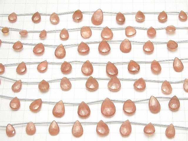 Peruanischer Rhodochrosit AA++ Birnenform facettierte Briolette 1 Strang Perlen (10 Stück)