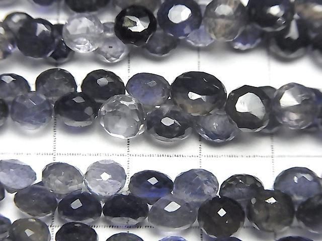 高品質堇青石AAA刻面洋蔥刻面鑽石珠半串或1串(約7英吋/18公分)