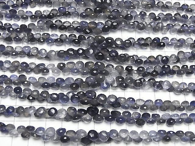 高品質堇青石AAA刻面洋蔥刻面鑽石珠半串或1串(約7英吋/18公分)