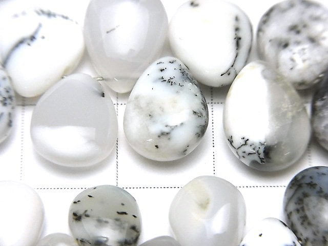 Dendritischer Opal Tropfenform (Glatt) halb oder 1 Strang Perlen (ca. 7 Zoll / 18 cm)
