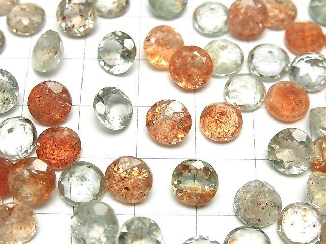 Hochwertiger Multicolor Sonnenstein AAA Lose Stein Rund Facettiert 8x8mm 3Stück