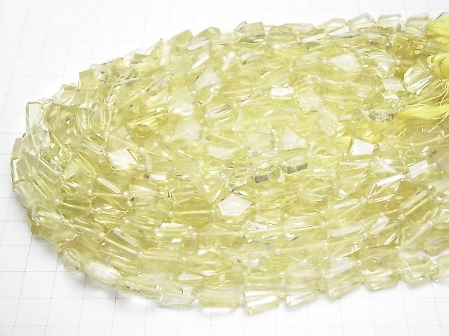 Hochwertiger Zitronenquarz AAA- Flach Facettierter Nugget halb oder 1Strang Perlen (ca. 13 Zoll / 32 cm)