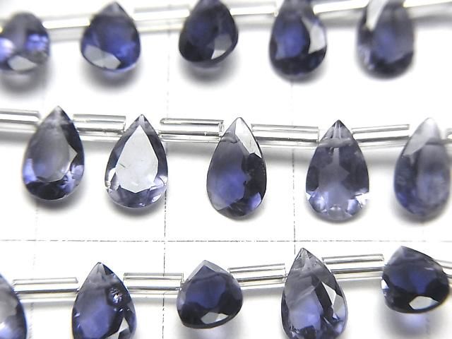 高品質堇青石 AAA 梨形刻面 8x5mm 半串或 1 串珠子 (18顆)