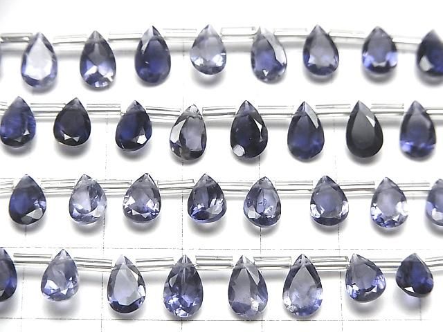 高品質堇青石 AAA 梨形刻面 8x5mm 半串或 1 串珠子 (18顆)