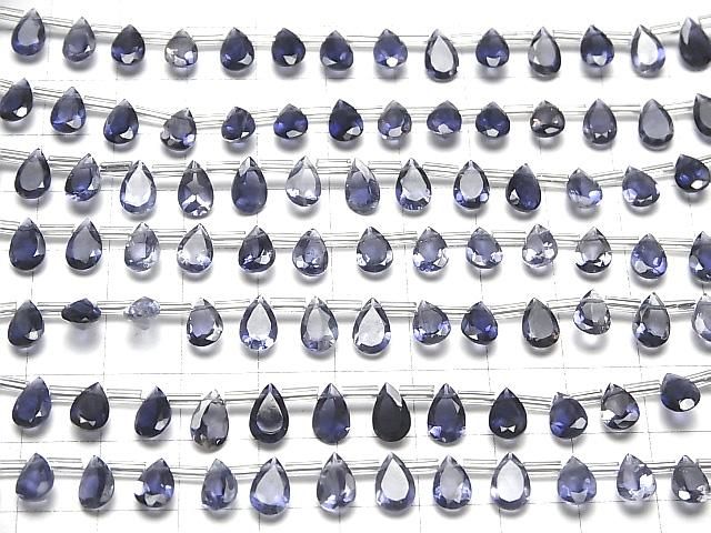 高品質堇青石 AAA 梨形刻面 8x5mm 半串或 1 串珠子 (18顆)