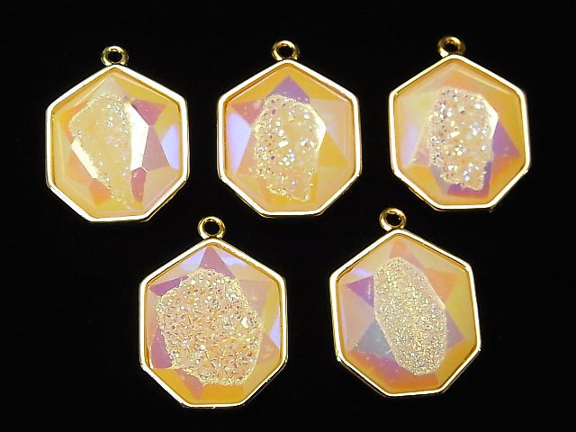Druzy Agate Heptagon Charm 20x17mm AB Coating 2pcs $5.79!