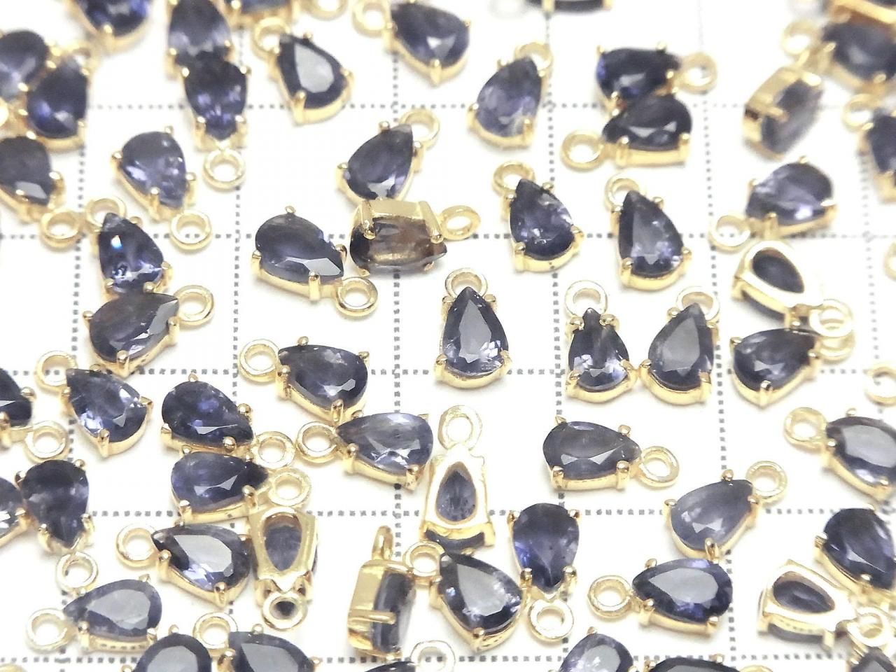 Hochwertiger Iolith AAA Zargenfassung Birnenform Facettiert 6x4mm 18KGP 2 Stück 6,79 $!