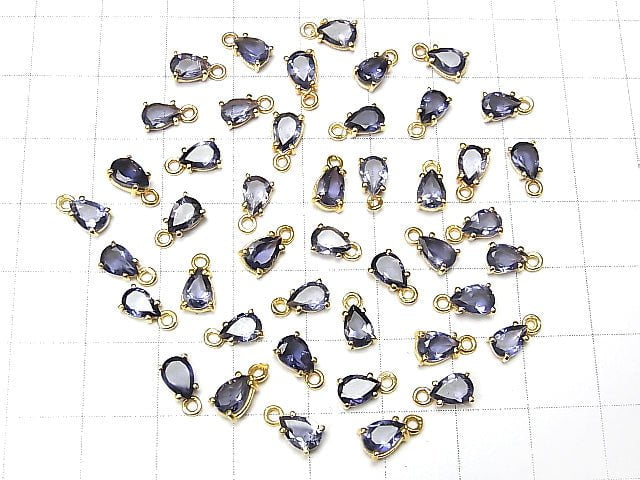 Hochwertiger Iolith AAA Zargenfassung Birnenform Facettiert 6x4mm 18KGP 2 Stück 6,79 $!