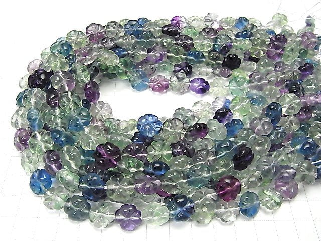 Mehrfarbiger Fluorit AAA Kleeblatt 12x12x6mm halb oder 1Strang Perlen (ca. 15 Zoll / 37 cm)