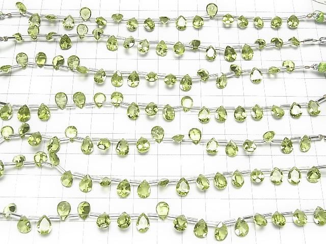 Péridot de haute qualité AAA, forme poire facettée, 8x6 mm, demi ou 1 rang (16 perles)