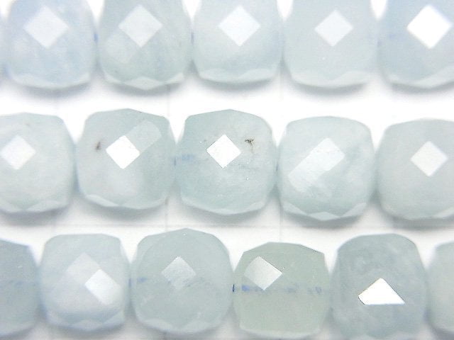 Hochwertig! Aquamarin AA++ Würfelform 8x8x8mm 1strang Perlen (ca. 7 Zoll/18 cm)