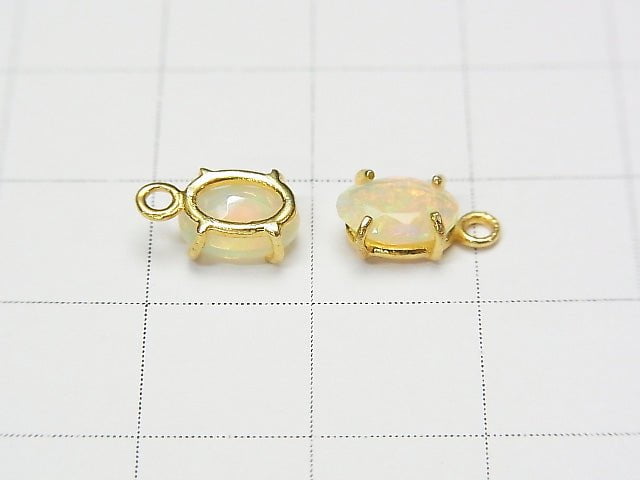 Hochwertiger Äthiopischer Opal AAA Zargenfassung Oval Facettiert 7x5mm 18KGP 2 Stück 16,99 $!