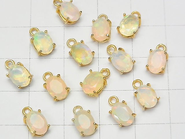 Hochwertiger Äthiopischer Opal AAA Zargenfassung Oval Facettiert 7x5mm 18KGP 2 Stück 16,99 $!