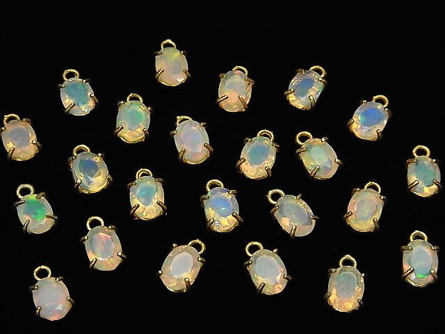 Hochwertiger Äthiopischer Opal AAA Zargenfassung Oval Facettiert 7x5mm 18KGP 2 Stück 16,99 $!