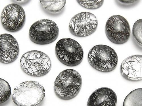 Quartz tourmaline haute qualité cabochon ovale AAA 12x10mm 3 pièces