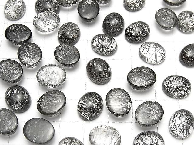 Quartz tourmaline haute qualité cabochon ovale AAA 12x10mm 3 pièces
