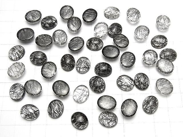 Quartz tourmaline haute qualité cabochon ovale AAA 12x10mm 3 pièces