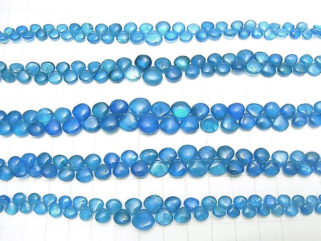 Hochwertige Neonblaue Apatit AAA- Kastanie (Glatt) Größen-Gradation 1strang Perlen (ca. 7 Zoll / 18 cm)