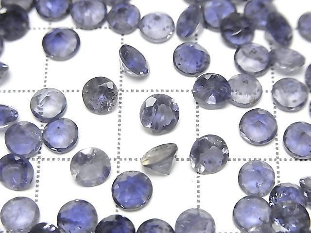 高品質堇青石 AAA 級圓形刻面裸石 5x5mm 5顆