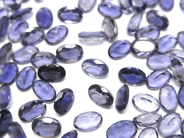 Hochwertiger Iolith AAA loser Stein oval facettiert 6x4mm 5 Stück