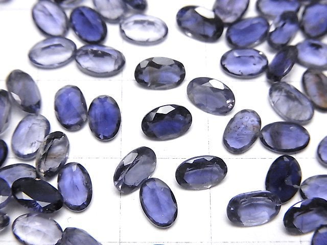 Hochwertiger Iolith AAA loser Stein oval facettiert 6x4mm 5 Stück