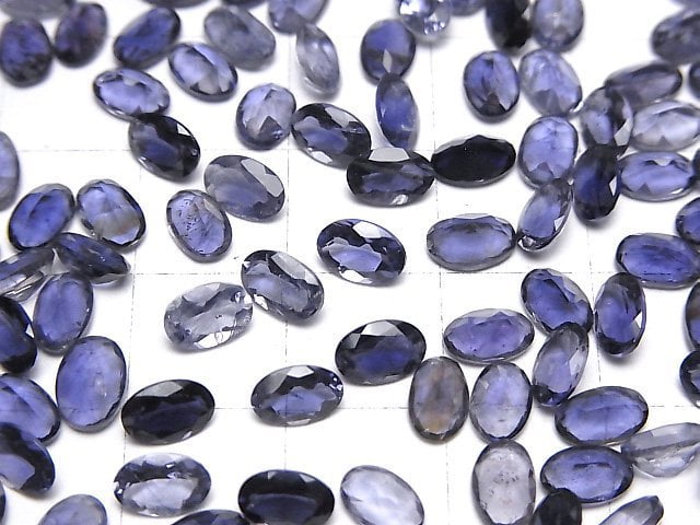 Hochwertiger Iolith AAA loser Stein oval facettiert 6x4mm 5 Stück