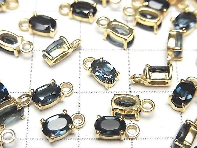 Hochwertiger London Blue Topas AAA Zargenfassung oval facettiert 6x4mm 18KGP 2 Stück