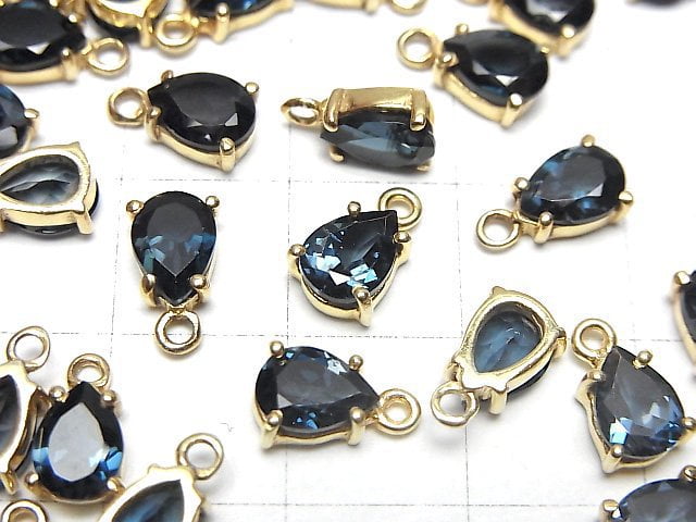 Hochwertiger London Blue Topas AAA Bezel Setting Tropfenform Facettiert 7x5mm 18KGP 1Stück