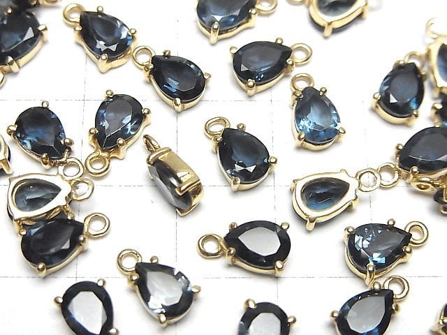 Hochwertiger London Blue Topas AAA Bezel Setting Tropfenform Facettiert 7x5mm 18KGP 1Stück