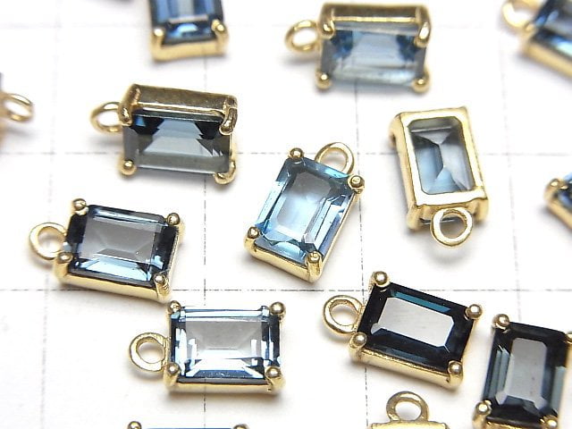 Hochwertiger London Blue Topas AAA Bezel Setting Rechteckig Facettiert 7x5mm 18KGP 1Stück