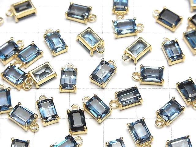 Hochwertiger London Blue Topas AAA Bezel Setting Rechteckig Facettiert 7x5mm 18KGP 1Stück