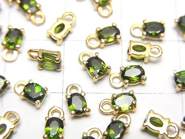 Hochwertiger Chromdiopsid AAA Zargenfassung oval facettiert 4x3mm 18KGP 4 Stück 12,99 $!