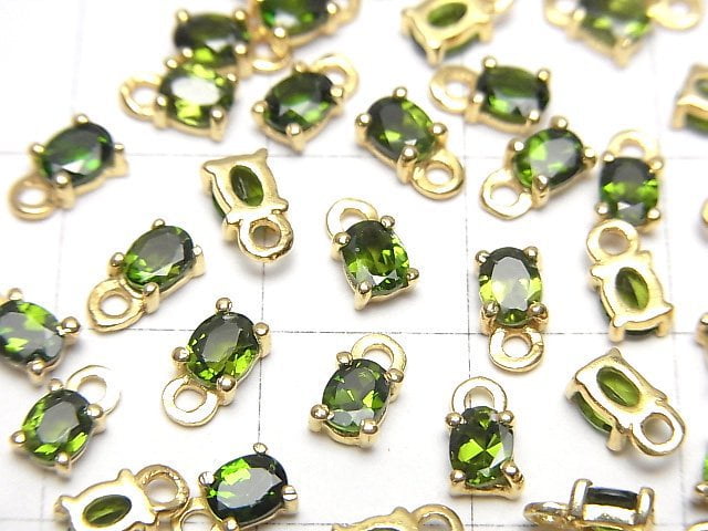 Hochwertiger Chromdiopsid AAA Zargenfassung oval facettiert 4x3mm 18KGP 4 Stück 12,99 $!