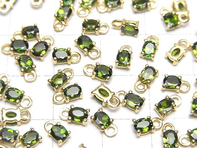 Hochwertiger Chromdiopsid AAA Zargenfassung oval facettiert 4x3mm 18KGP 4 Stück 12,99 $!