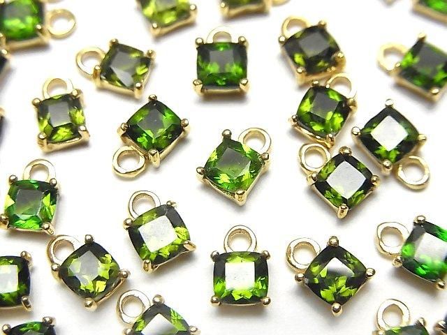 Hochwertiger Chromdiopsid AAA Bezel Setting Quadrat Facettiert 4x4mm 18KGP 2 Stück