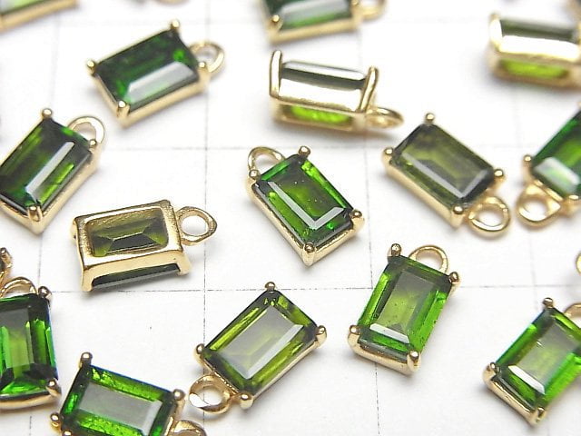 Hochwertiger Chromdiopsid AAA Bezel Setting Rechteck Facettiert 6x4mm 18KGP 1 Stück