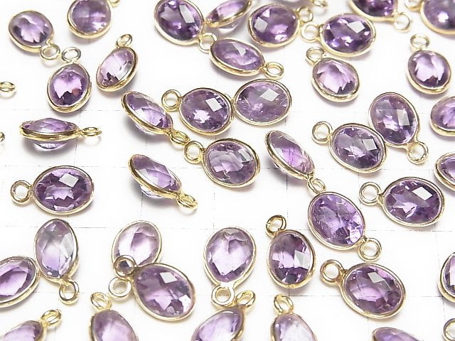 Hochwertiger Amethyst AAA- Zargenfassung Oval Facettiert 8x6mm 18KGP 5 Stück