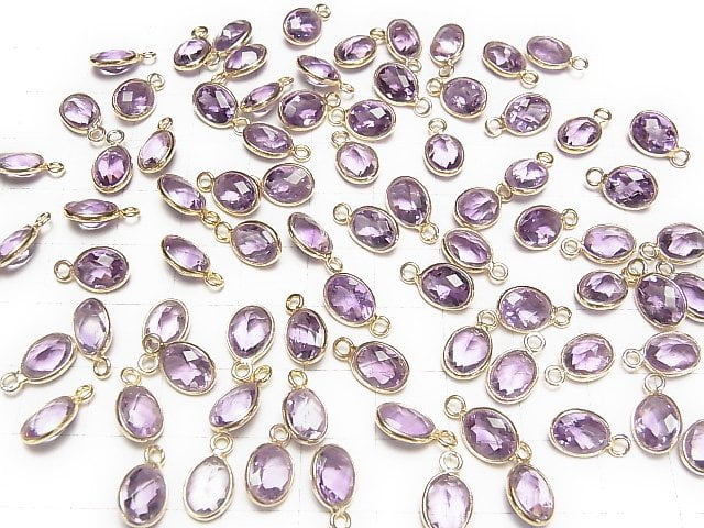 Hochwertiger Amethyst AAA- Zargenfassung Oval Facettiert 8x6mm 18KGP 5 Stück