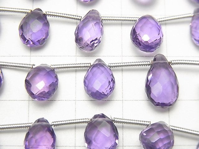 1Strang $24.99! Hochwertiger Amethyst AAA Tropfenform Facettierte Briolette 1Strang Perlen (15Stück)