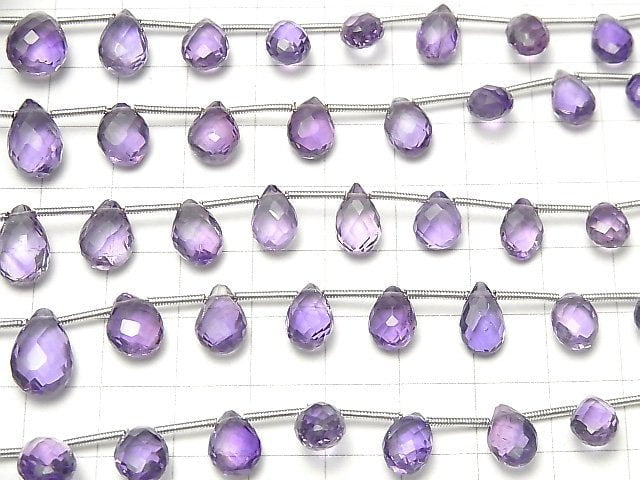 1Strang $24.99! Hochwertiger Amethyst AAA Tropfenform Facettierte Briolette 1Strang Perlen (15Stück)