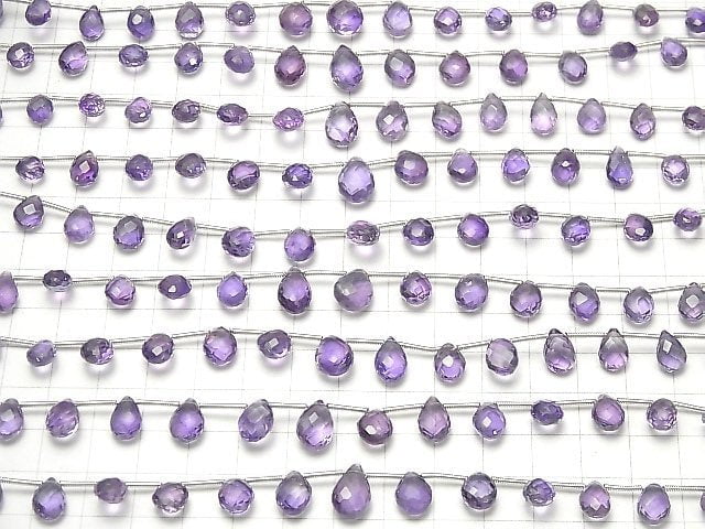 1Strang $24.99! Hochwertiger Amethyst AAA Tropfenform Facettierte Briolette 1Strang Perlen (15Stück)