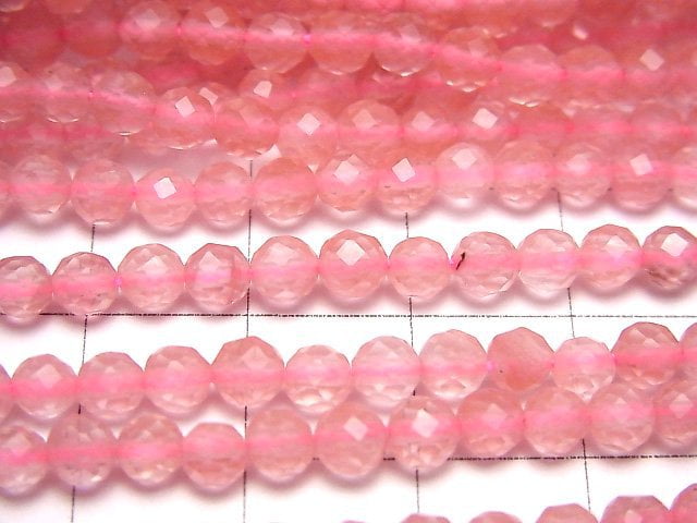 High Quality! 1strand $5.79! Cherry Quartz Glass Faceted Round 4mm 1strand beads (aprx.15inch/37cm)
