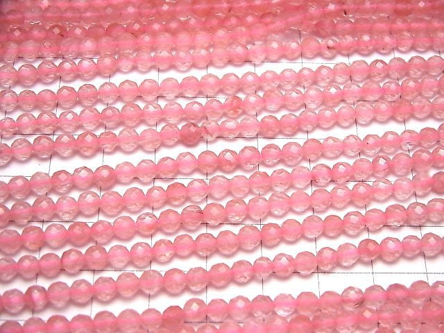 High Quality! 1strand $5.79! Cherry Quartz Glass Faceted Round 4mm 1strand beads (aprx.15inch/37cm)