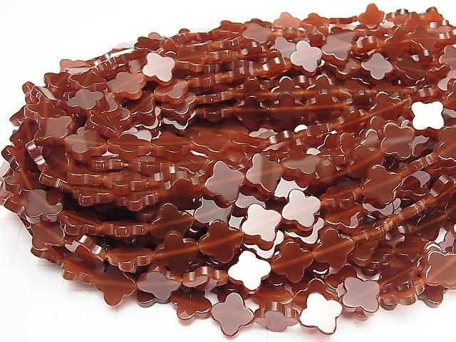 紅瑪瑙 AAA 級 - 花朵圖案 14x14x3.5mm 半串或 1 串珠子 (約 15 英寸/36 公分)