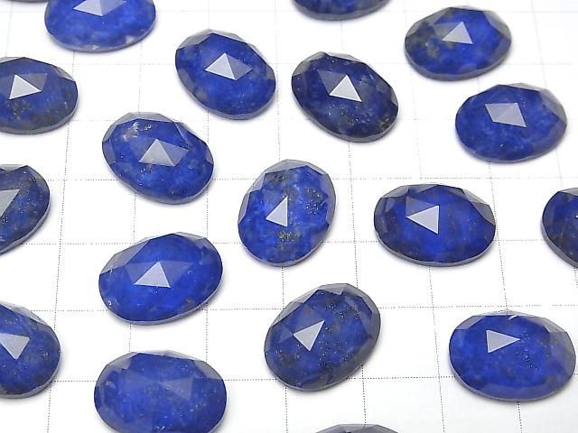 Lapislazuli x Kristall AAA Oval Rose Cut 16x12mm 2 Stück
