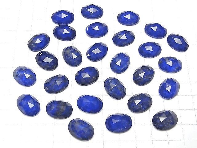 Lapislazuli x Kristall AAA Oval Rose Cut 16x12mm 2 Stück